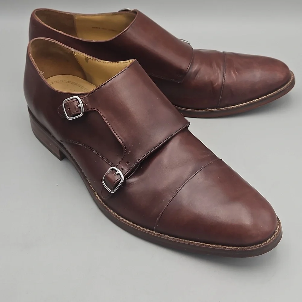 Cole Haan Grand OS Double Monk Strap Oxfords Mens 13 Dark Brown Dress Shoes